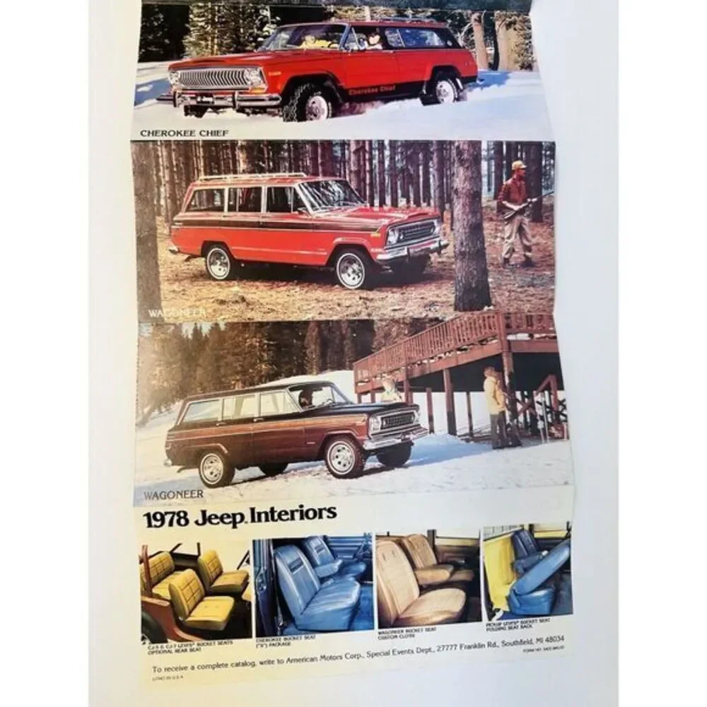 1978 JEEP Color Sales Brochure Booklet Folded‎ Information Phamplet Model List